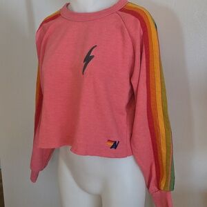 Aviator Nation Cropped Pink Sweatshirt